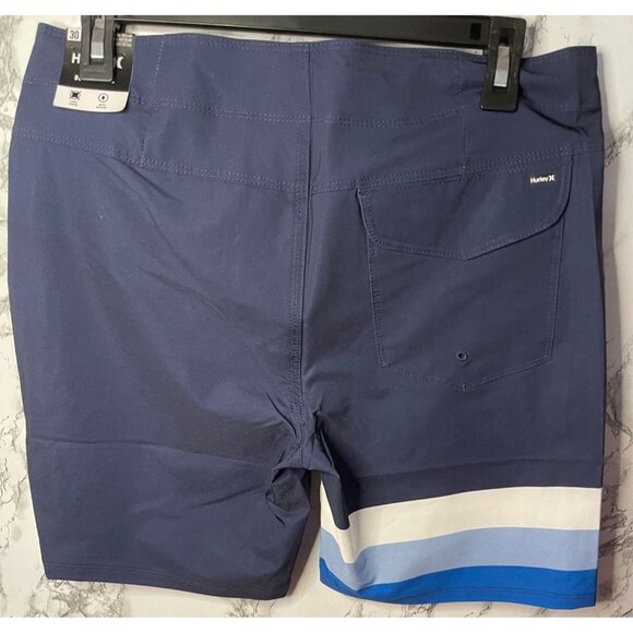 Hurley Mens 30 Boardshorts 4-Way Stretch Water Repellent Surf Shorts Blue/White - Picture 2 of 5